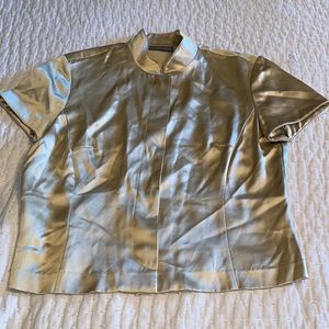 Banana Republic Gold Short Sleeve Top - Mandarin collar Asian style blouse